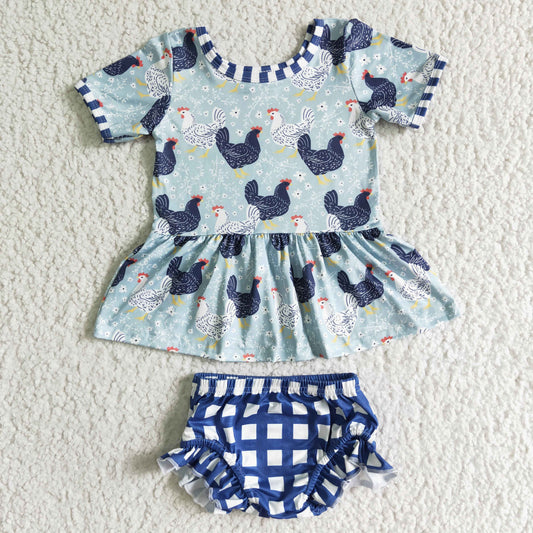 GBO0049 white navy chicken bummie set