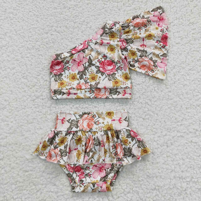 GBO0157 one sleeve crop floral bummie set