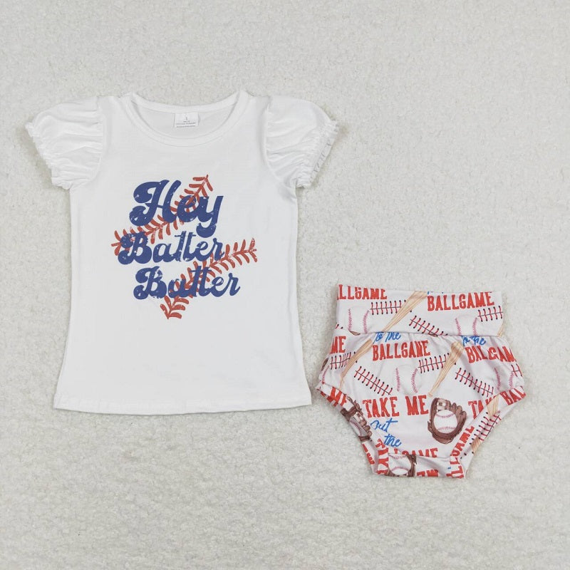 GBO0218 Baseball White Short Sleeve Briefs Set