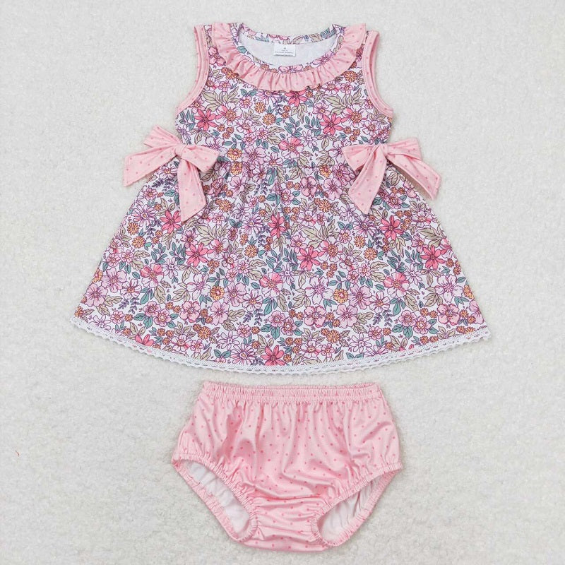 GBO0313 Floral pink lace bow briefs set D 5.30