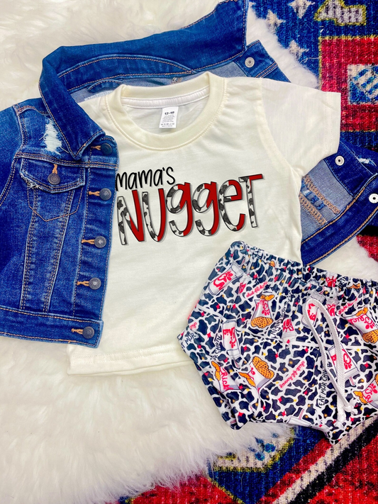 preorder GBO0336 mama's nugget white short-sleeved cow pattern briefs set