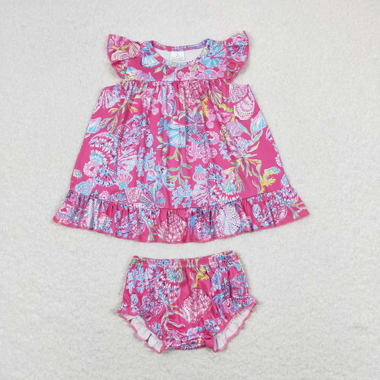GBO0344 Shell and conch pattern rose red sleeveless briefs set D 4.7