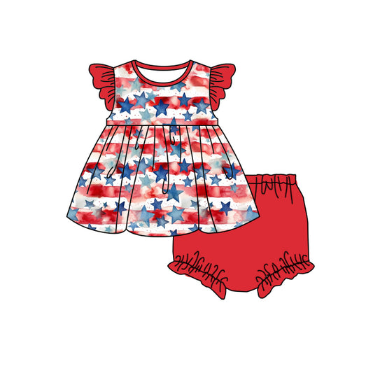 presale GBO0361 National Day Star Red Striped Flying Sleeve Briefs Set