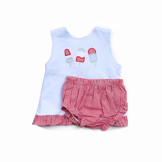 presale GBO0362 Ice cream light blue short-sleeved red and white plaid briefs suit