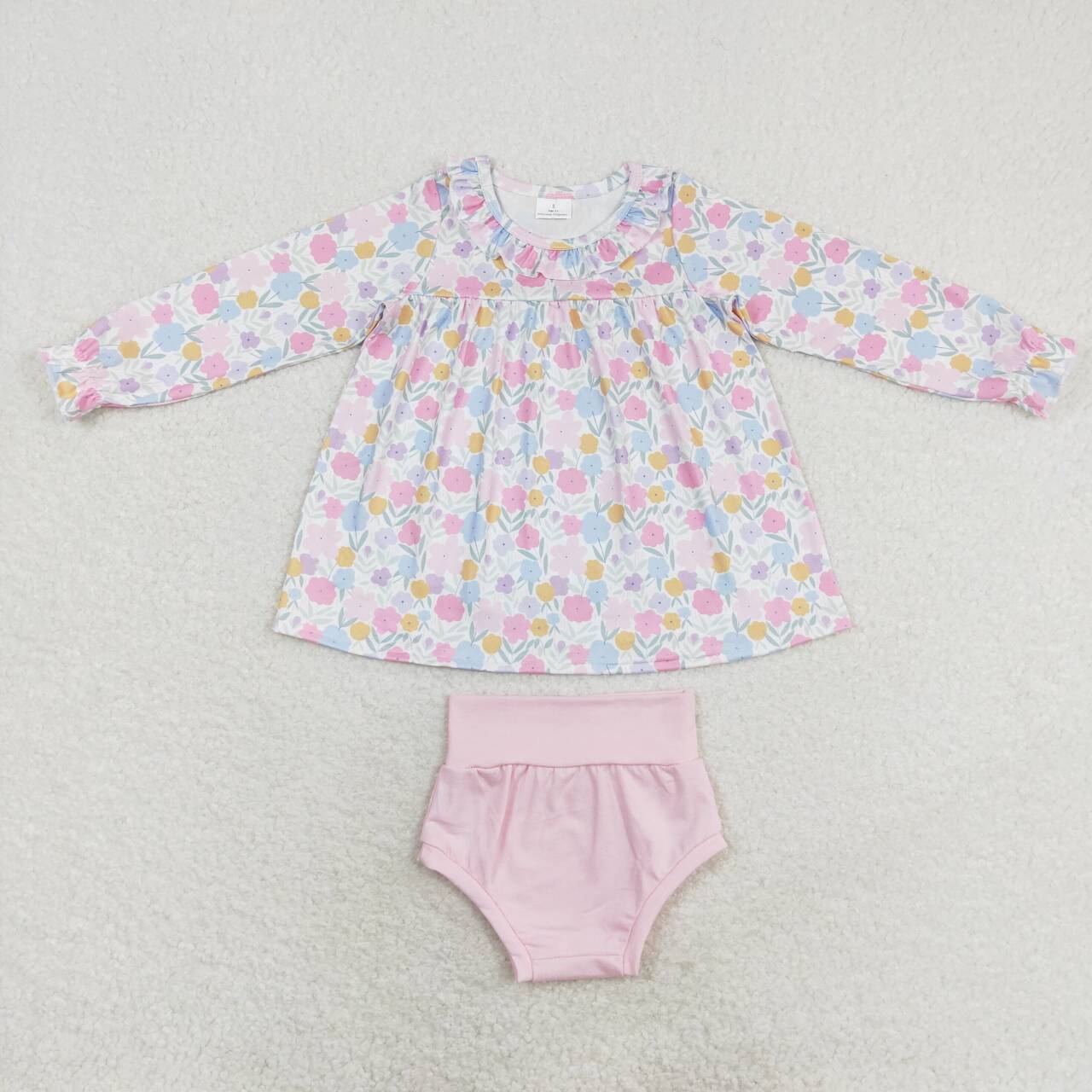 GBO0391 Floral long-sleeved pink briefs set