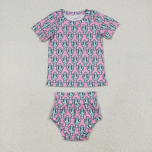 GBO0446 Baby Girls Cactus Pink Short Sleeve Briefs Set  D 6.27