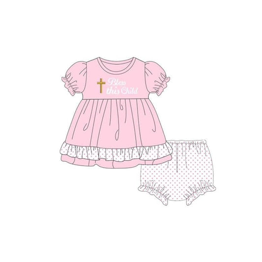 presale GBO0454 Pink Short Sleeve Polka Dot Bummies Set 2024 11.13