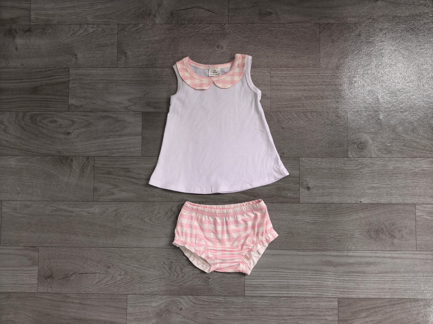 Pre order collared pink gingham bummie set