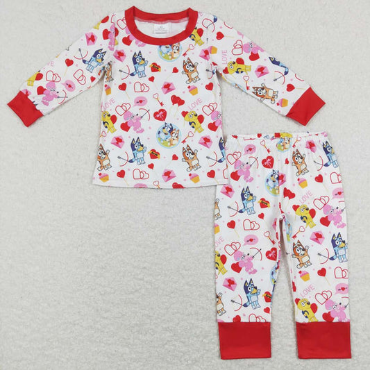 GLP1143 bluey love love balloon love letter red and white long sleeve trousers suit