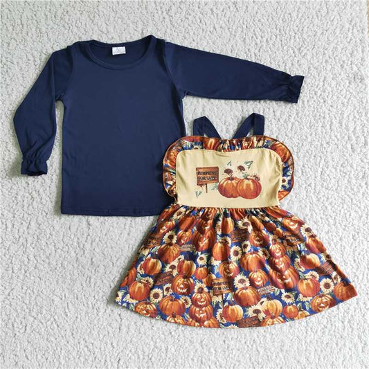 GLD0031 Autumn Pumpkin Long Sleeve Tank Dress Set