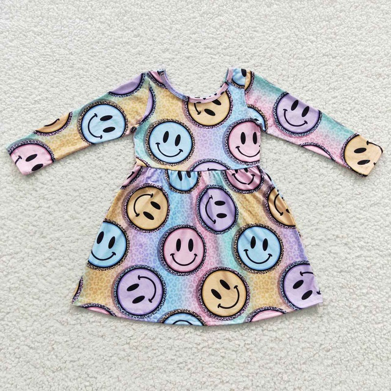 GLD0200 Smiling Leopard Print Colorful Long Sleeve Dress D 8.7