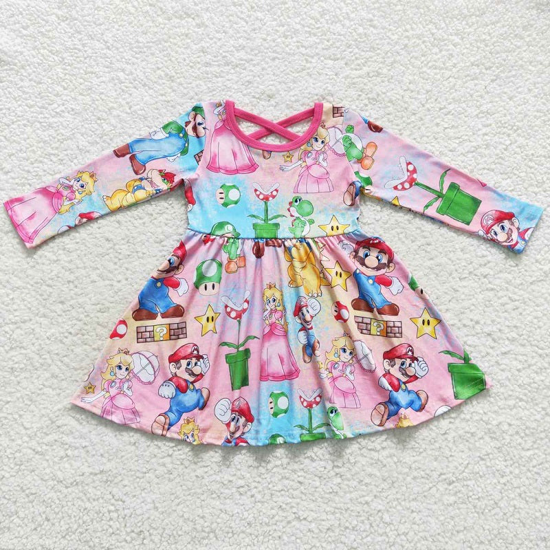 GLD0324 Cartoon Colorful Long Sleeve Dress