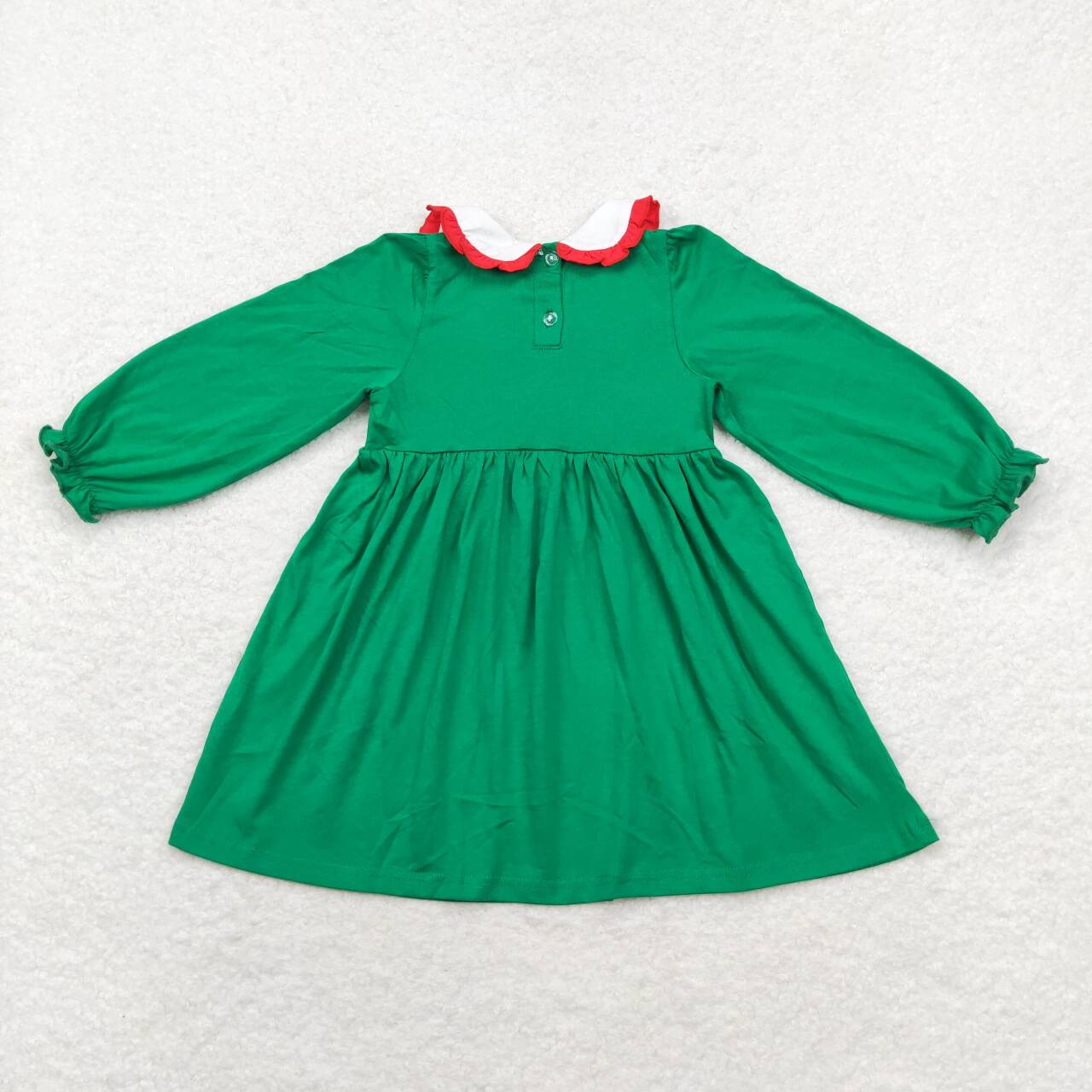 GLD0559 Green long-sleeved dress with Christmas tree doll collar