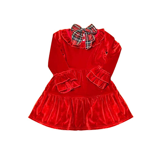 presale GLD0618 Solid red gold velvet lace long-sleeved dress