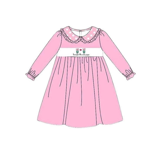 presale GLD0642 Pink long-sleeved dress with baby doll collar