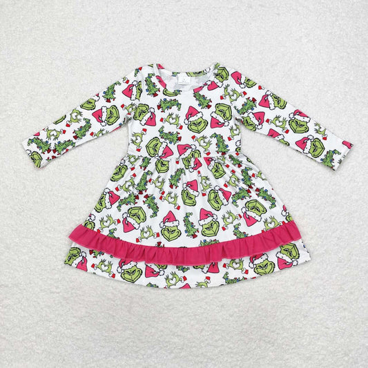 GLD0651 Christmas tree rose red lace white long-sleeved dress