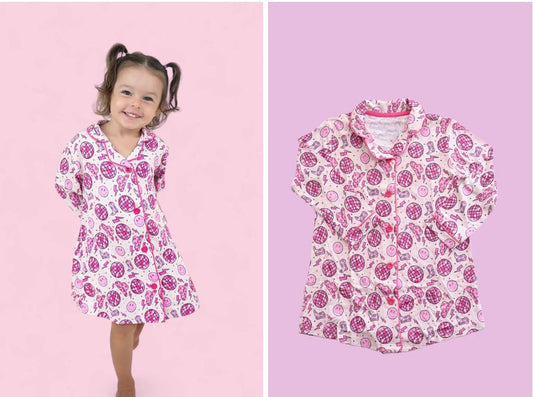 presale GLD0685 Lightning Hood Button Long Sleeve Nightgown