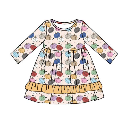 presale GLD0708 Colorful Pumpkin Yellow Lace Long Sleeve Dress 2024 7.15