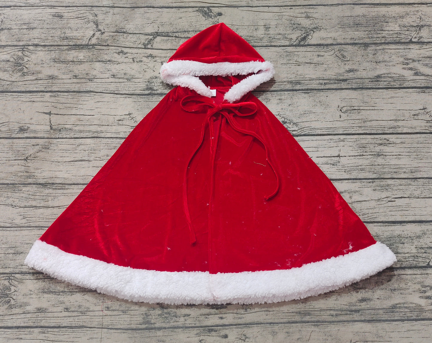 GLD0726  White raw edge solid red hooded cape
