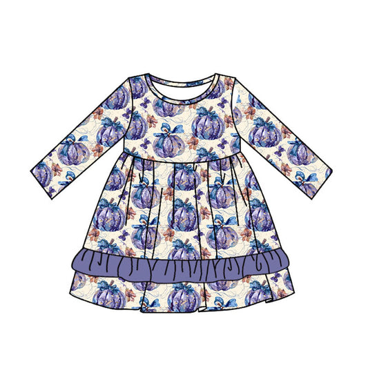 presale GLD0728 Beige long-sleeved dress with pumpkin purple lace 2024 7.19