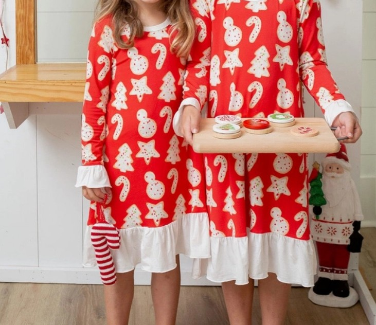 presale GLD0793  Christmas Tree Cane Cookie Red and White Long Sleeve Dress 2024 8.3