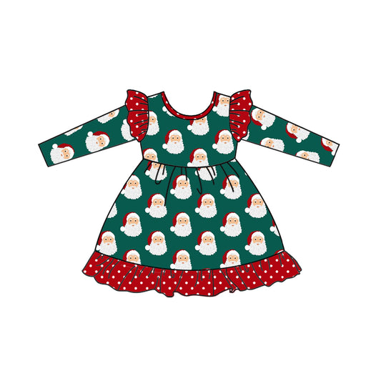 presale GLD0795 Santa Claus Polka Dot Red Lace Green Long Sleeve Dress  2024 8.3