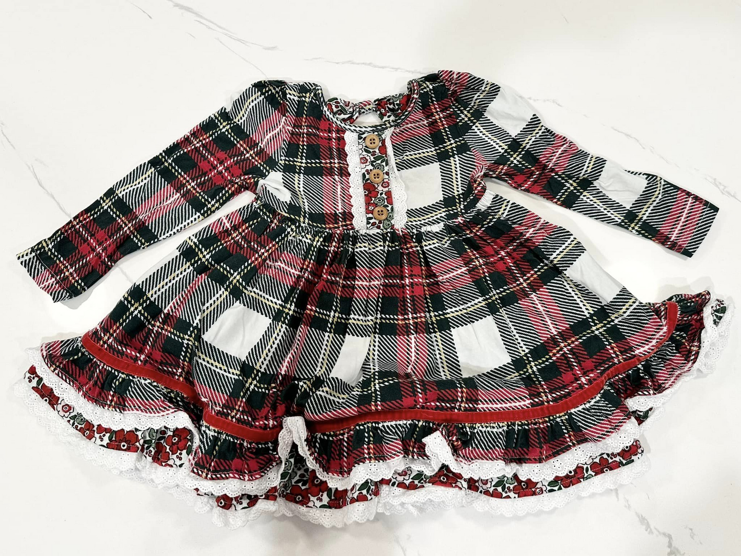 presale GLD0838 Christmas Plaid Lace Long Sleeve Dress  2024 8.21