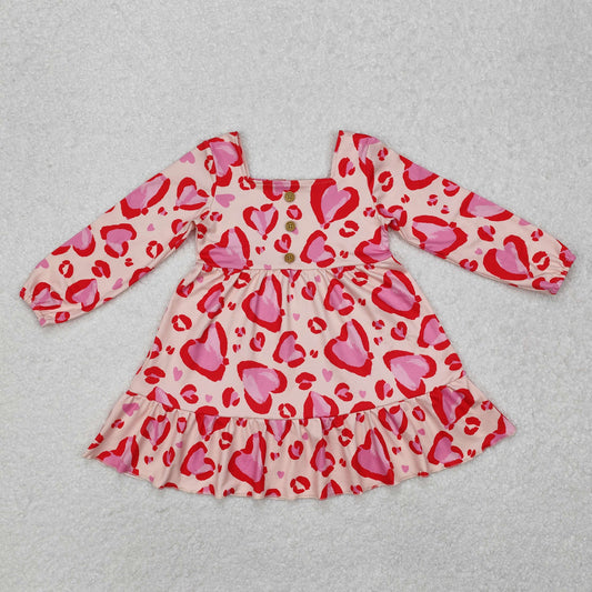 GLD0873  Pink Heart Beige Long Sleeve Dress