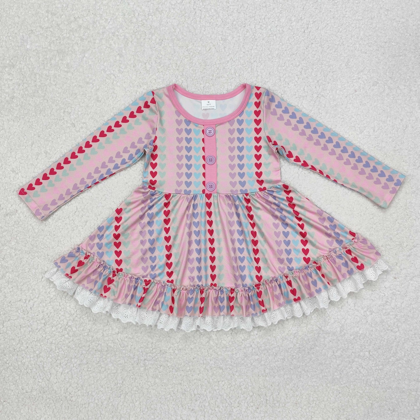 GLD0877 Colorful Heart Long Sleeve Dress