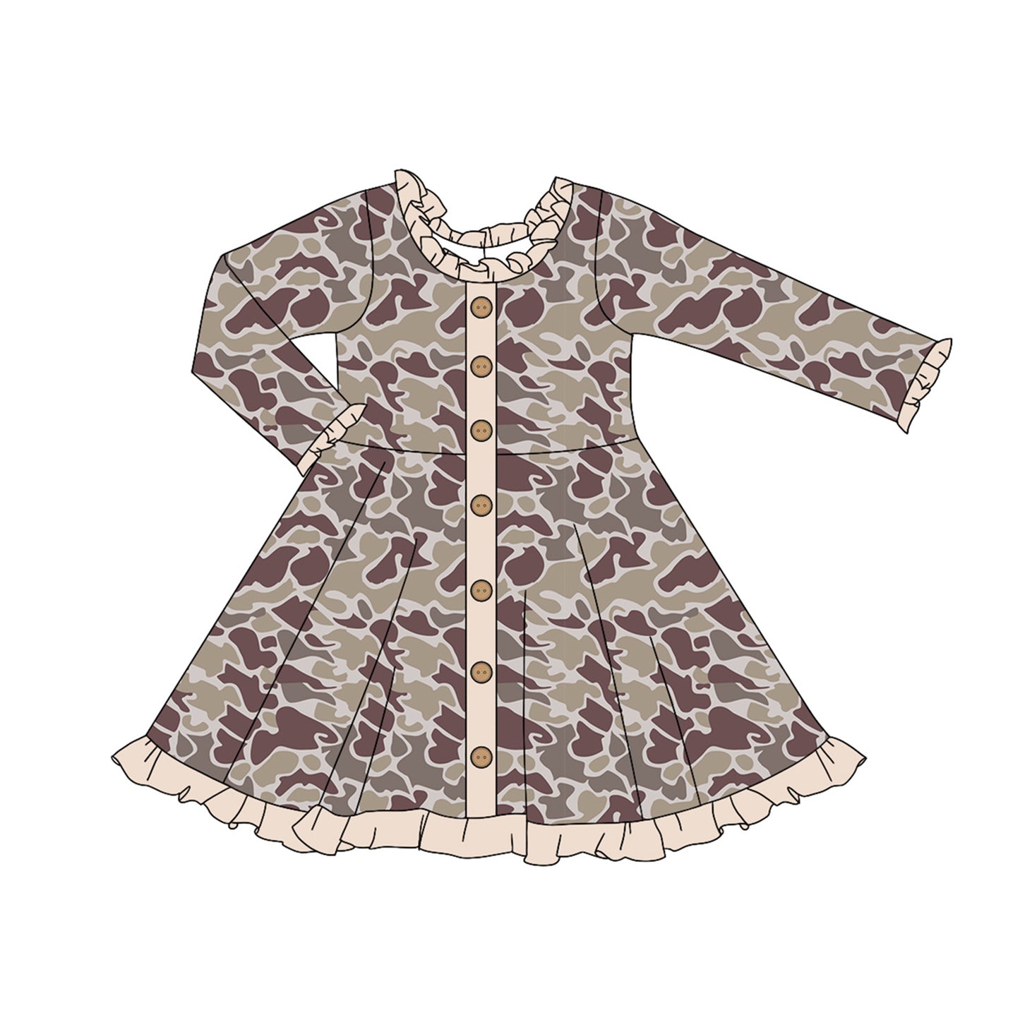 presale GLD0915  Camouflage Light Lace Button Long Sleeve Dress 2024 9.13