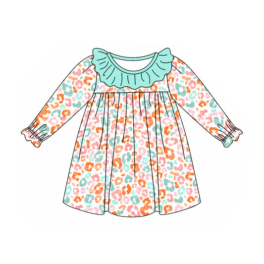 presale GLD0928 Colorful leopard print teal lace white long sleeve dress 2024 9.14