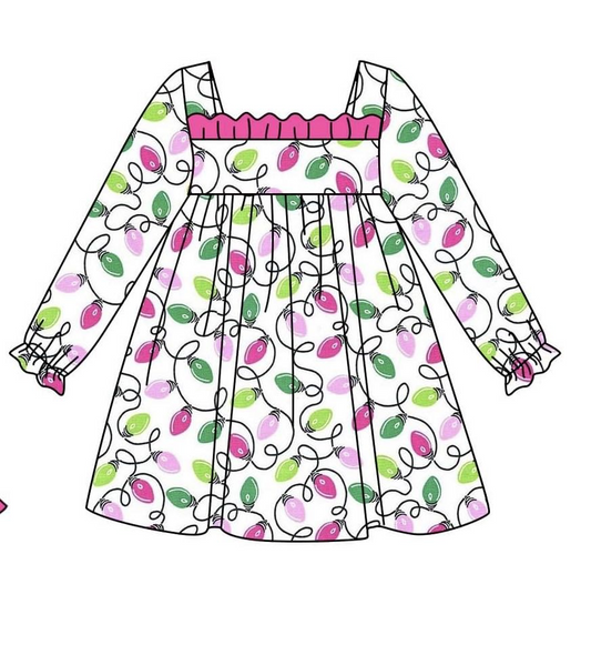 presale GLD0963 White long-sleeved dress with Christmas lights 2024 10.8