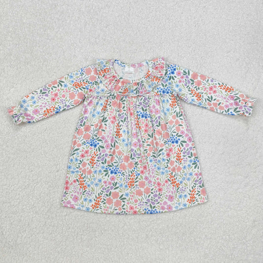 GLD0982 Floral Flower Leaf Lace Long Sleeve Dress