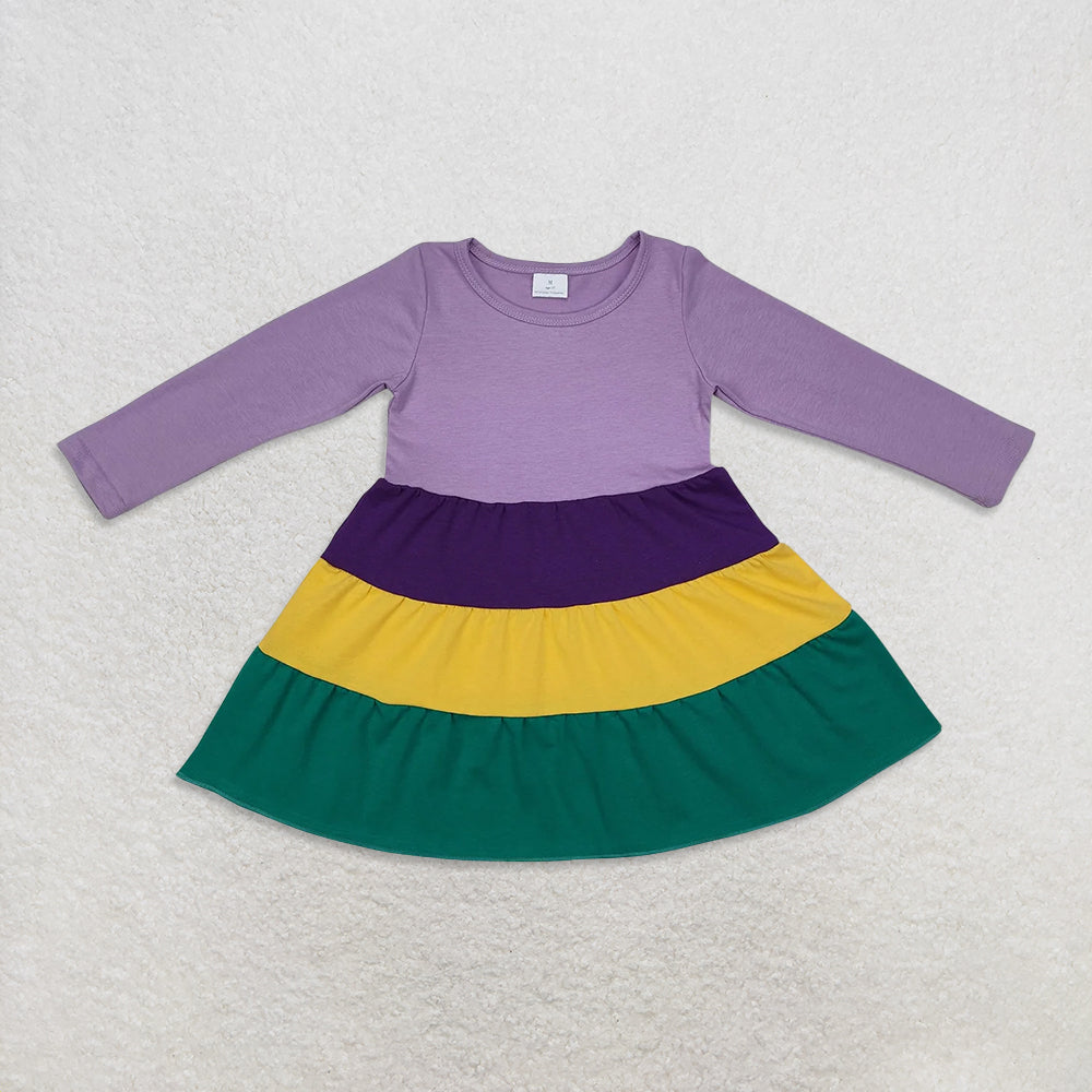 Sibling Baby Kids Mardi Gras Polo Shirts Knee-Length Dresses Short Sleeve Fashionable Clothing for Children