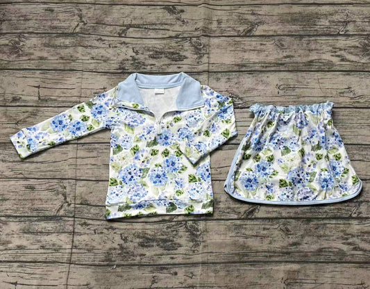 presale GLD1016 Baby Girls Blue Flowers Athletic Active Wear Top Shorts Skirts Clothes Sets D 2.21