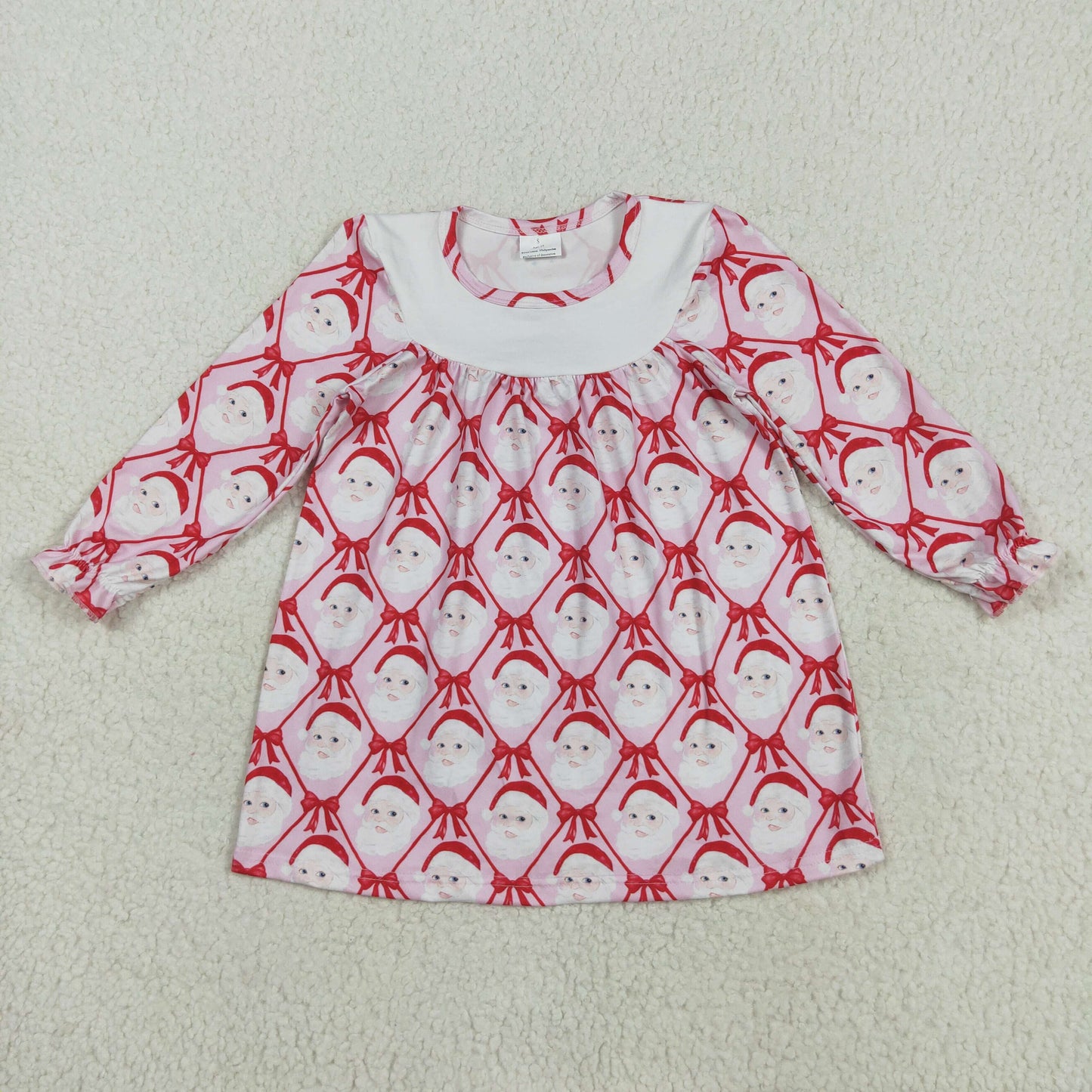 GLD1136  Baby Girls Christmas Red Blows Santa Plaid Knee Length Dresses D 8.2