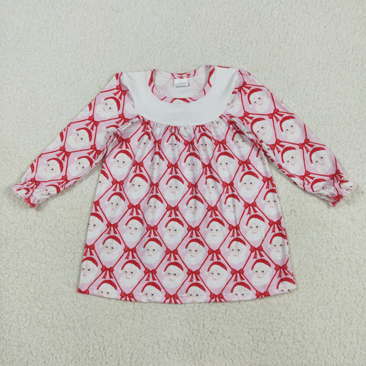 GLD1136  Baby Girls Christmas Red Blows Santa Plaid Knee Length Dresses D 8.2
