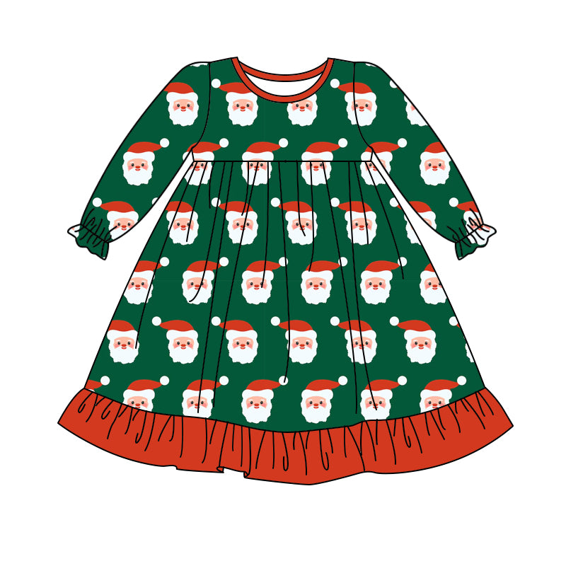 presale GLD1140 Santa Claus Red Lace Green Long Sleeve Dress D 6.16