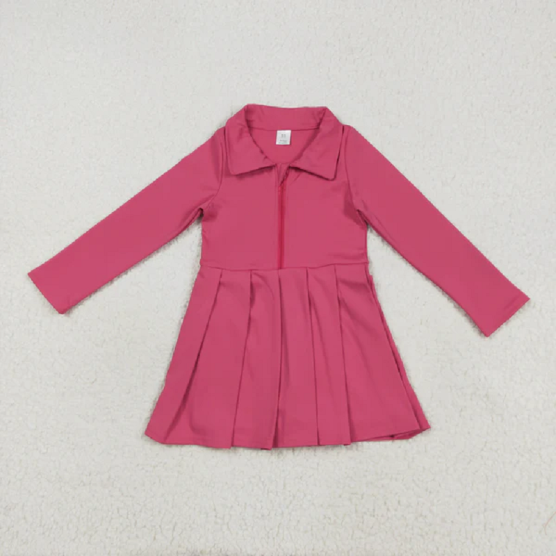 Sibling Baby Girls Colorful Long Sleeves Zipper Shorts Yoga Activity Knee Length Dresses  D 8.2
