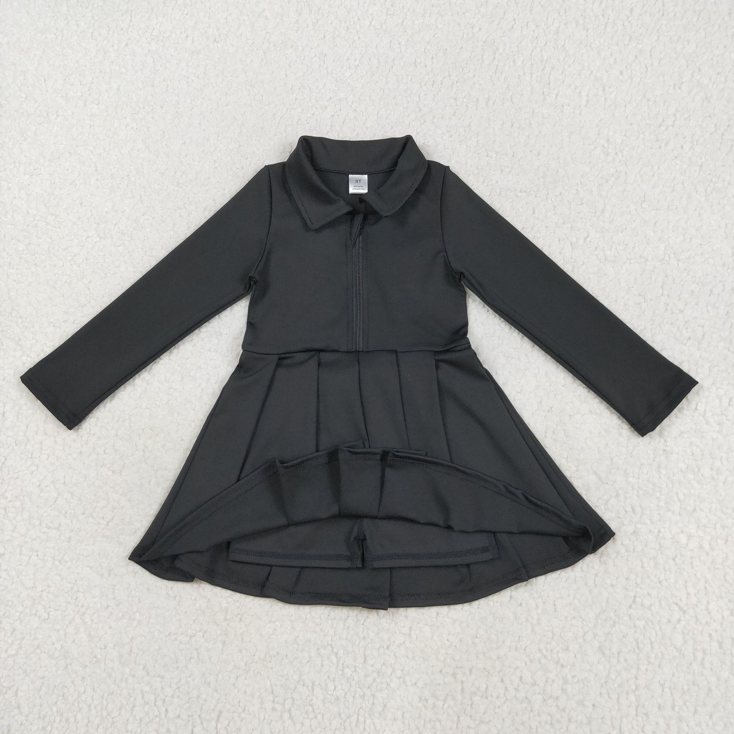 GLD1150  Baby Girls Black Long Sleeves Zipper Knee Length Dresses D 7.14