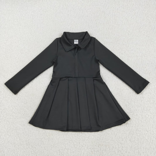 GLD1150  Baby Girls Black Long Sleeves Zipper Knee Length Dresses D 7.14
