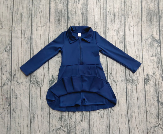presale GLD1151 Baby Girls Navy Long Sleeves Zipper Knee Length Dresses D 7.8