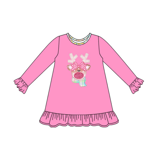 presale GLD1199 Baby Girls Long Ruffle Sleeves Stripe Turkey Knee Length Dresses  D 7.11