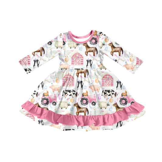 presale GLD1243 Baby Girls House Pigs Farm Ruffle Knee Length Dresses D 7.21
