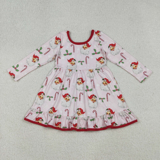 GLD1251  Baby Girls Santa Candy Cane Holly Christmas Ruffle Knee Length Dresses D 924