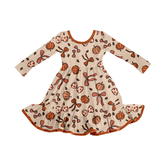 presale GLD1255 Beige long-sleeved dress with pumpkin leaf and bow pattern D 8.4