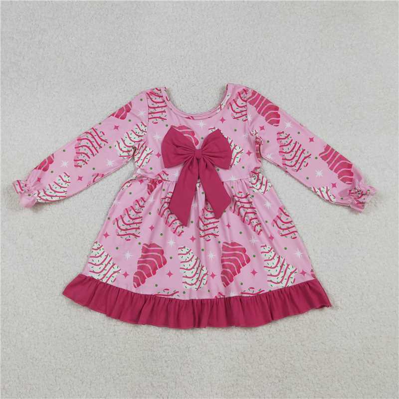 Match Baby Girls Pink Stripe Trees Stars Bow Top Christmas Ruffle Rompers Dress D 929
