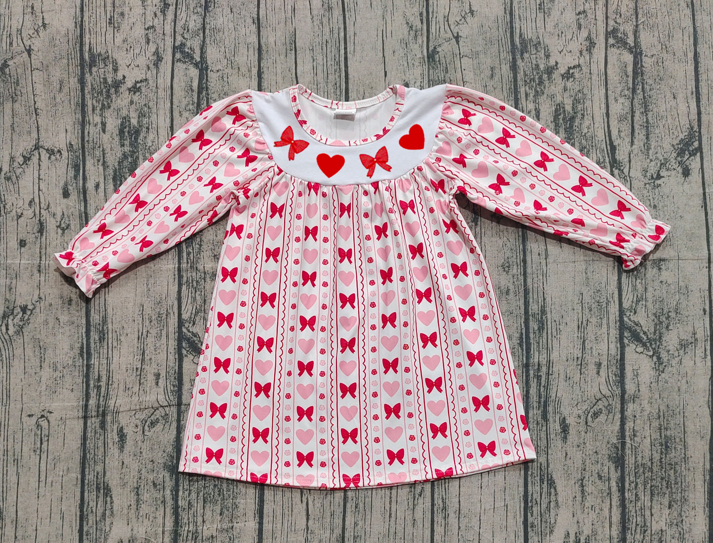 presale GLD1336 Baby Girls Red Bows Hearts Valentine Knee Length Dresses  D 919