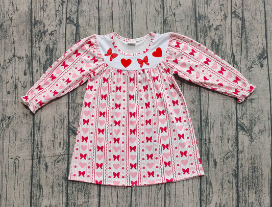 presale GLD1336 Baby Girls Red Bows Hearts Valentine Knee Length Dresses D 919
