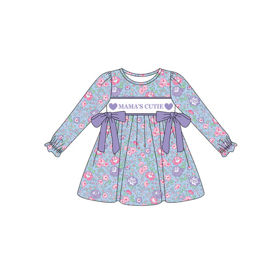 presale GLD1341  Baby Girls Mamas Cutie Flowers Bows Knee Length Dresses D 923